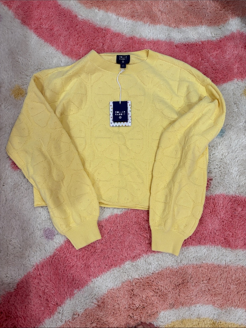 Roller Rabbit Yellow Textured Crewneck Sweater